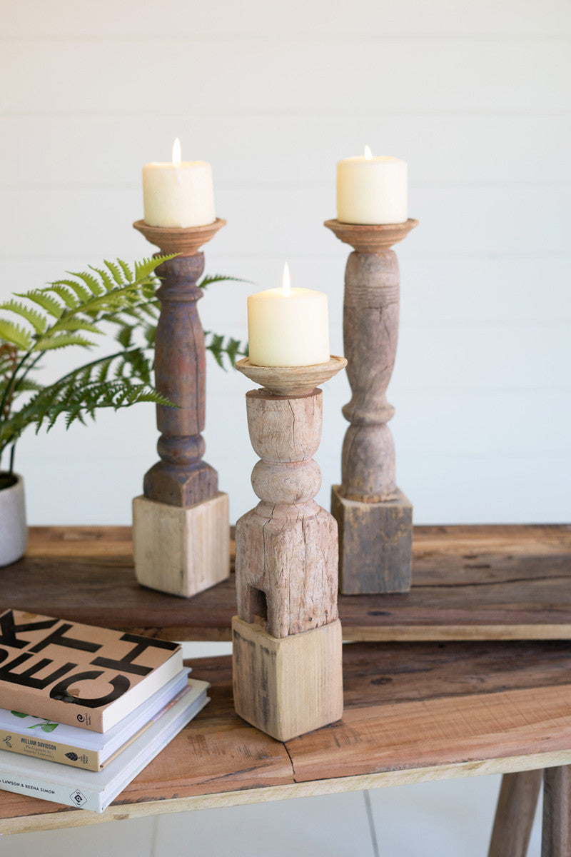 Wooden Reclaimed Banister Candle Stands, The Feathered Farmhouse