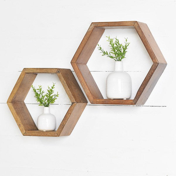 Hexagon Wood Shelves