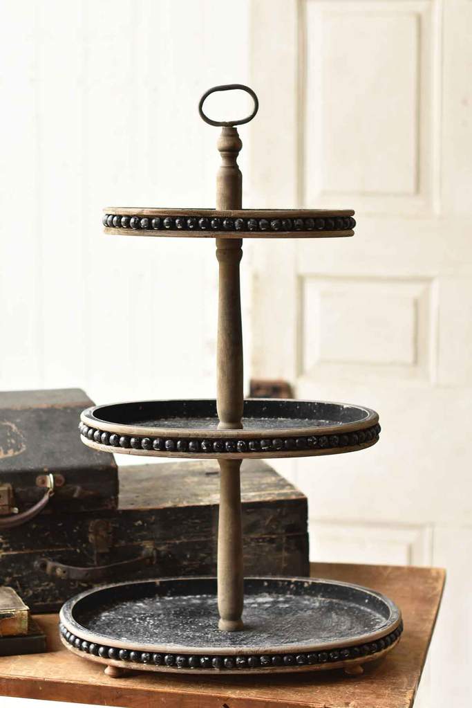 Beaded Tiered Tray, The Feathered Farmhouse