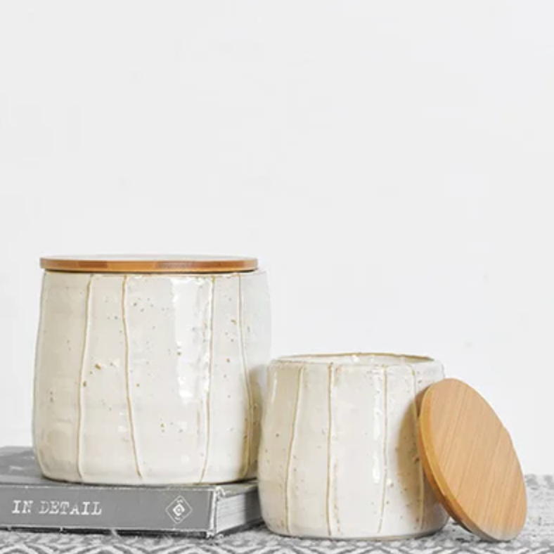 wood lid canisters Feathered Farmhouse