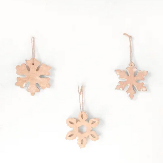 White Wash Snowflake Ornament, Feathered Farmhouse