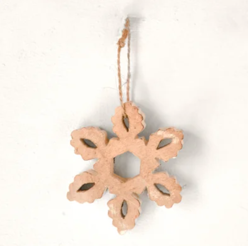 White Wash Snowflake Ornament, Feathered Farmhouse