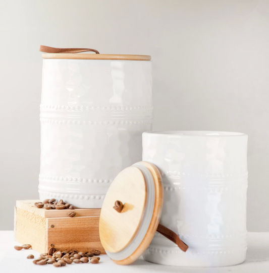 White Canister w/ Lid, The Feathered Farmhouse