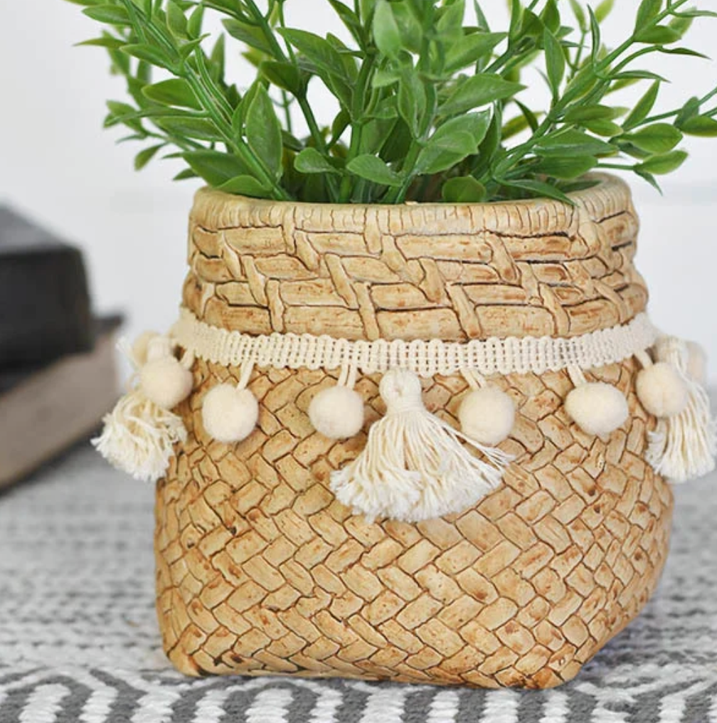 Planter with Tassels, The Feathered Farmhouse