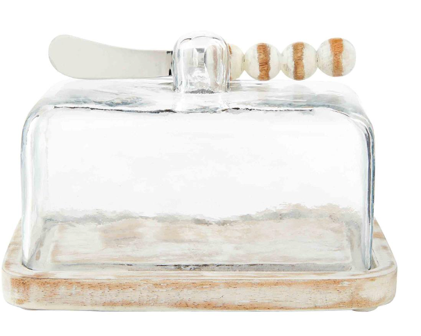 White Bead Butter Dish, The Feathered Farmhouse