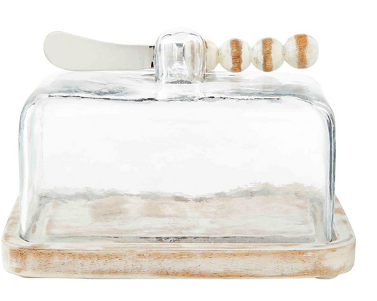 White Bead Butter Dish, The Feathered Farmhouse