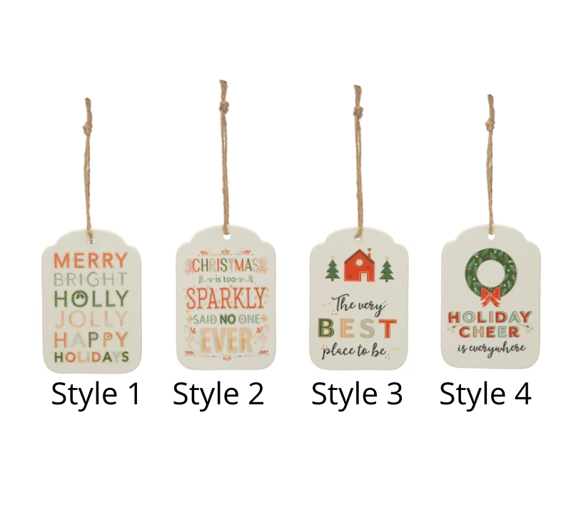 Holiday Tag Ornaments, Feathered Farmhouse