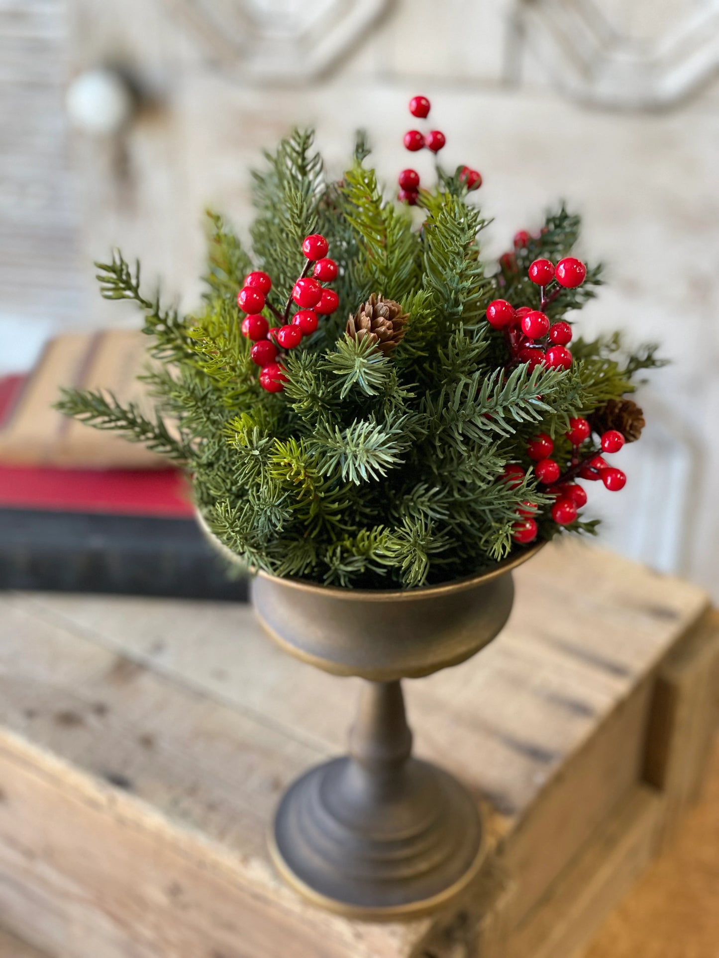 White Spruce + Berries Orb, Feathered Farmhouse