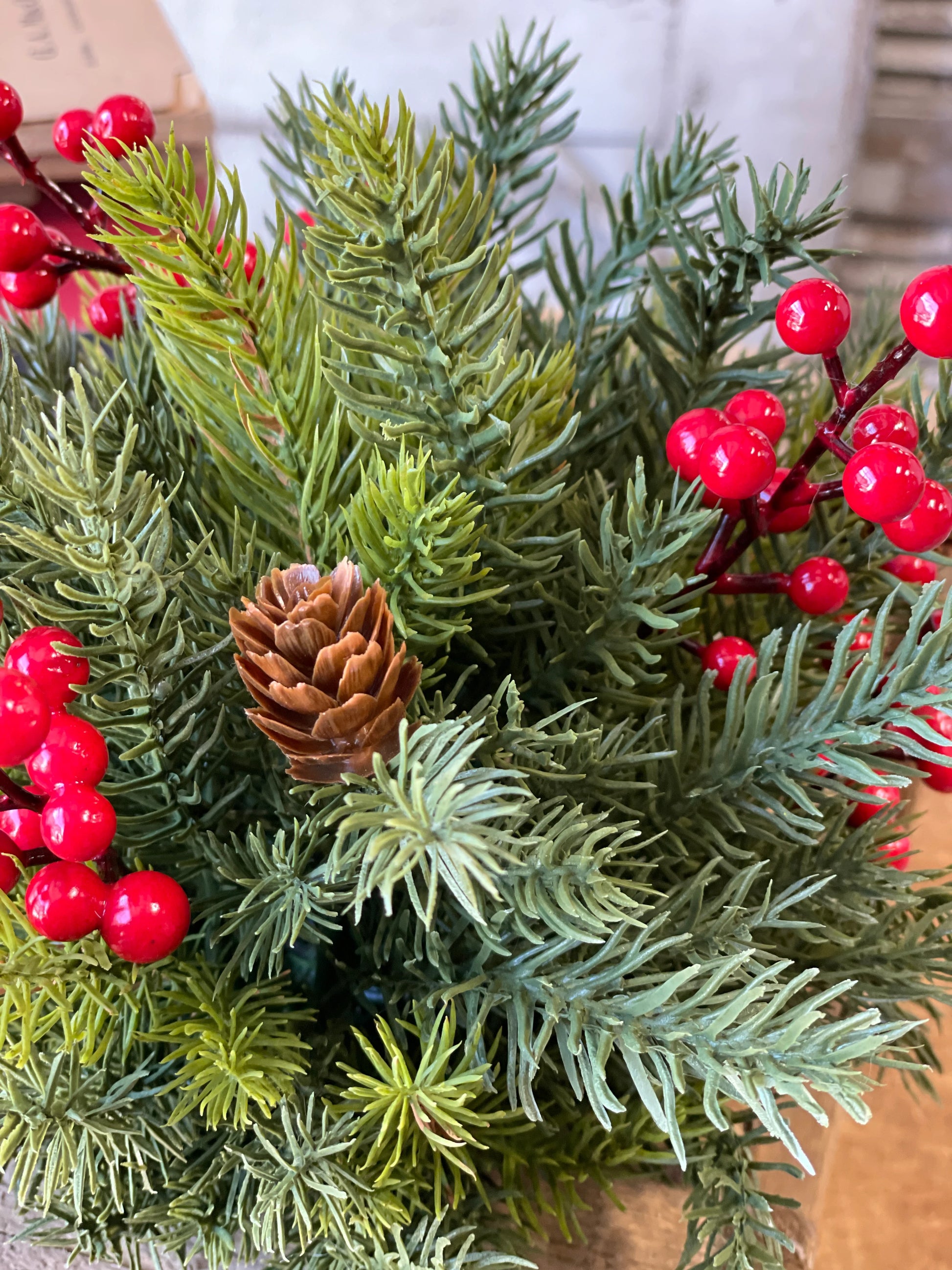 White Spruce + Berries Orb, Feathered Farmhouse
