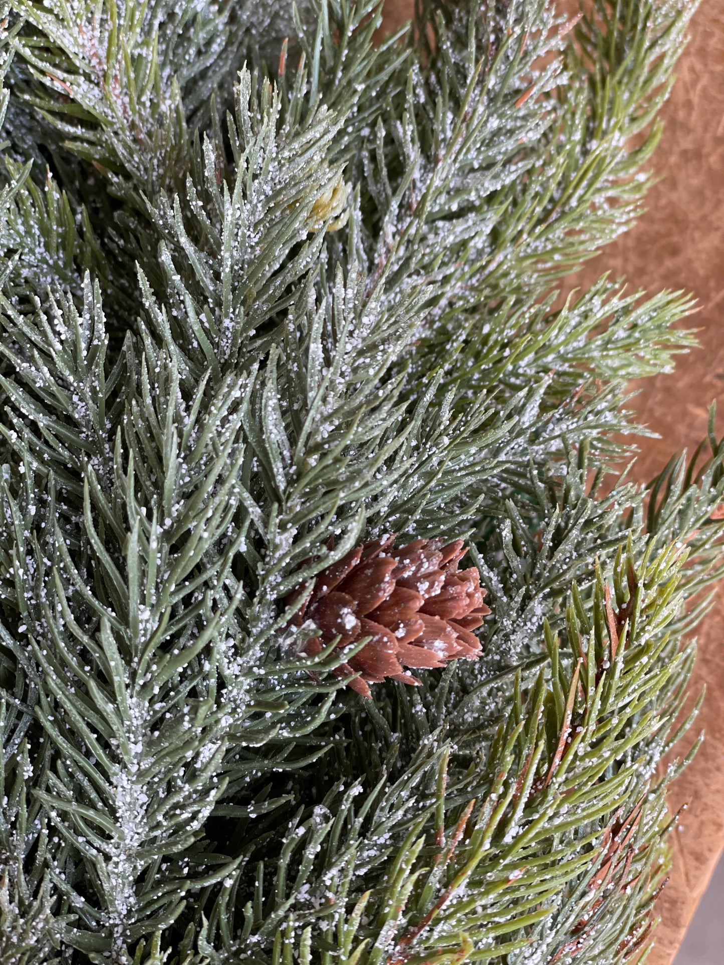 Frosted White Spruce Orb, Feathered Farmhouse