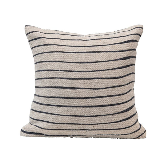 Striped Black + Cream Pillow