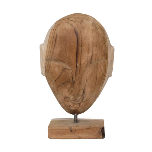 Teakwood Face On Stand, The Feathered Farmhouse
