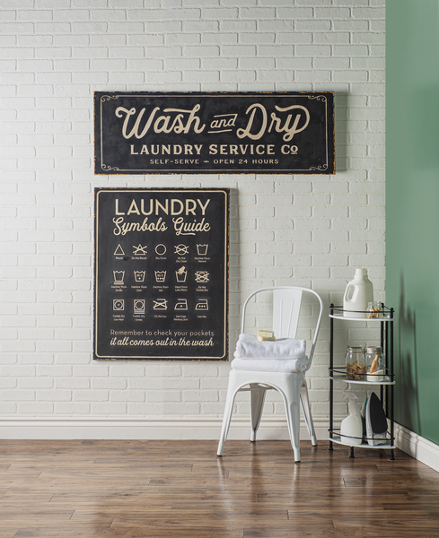 Wash + Dry Sign, Feathered Farmhouse