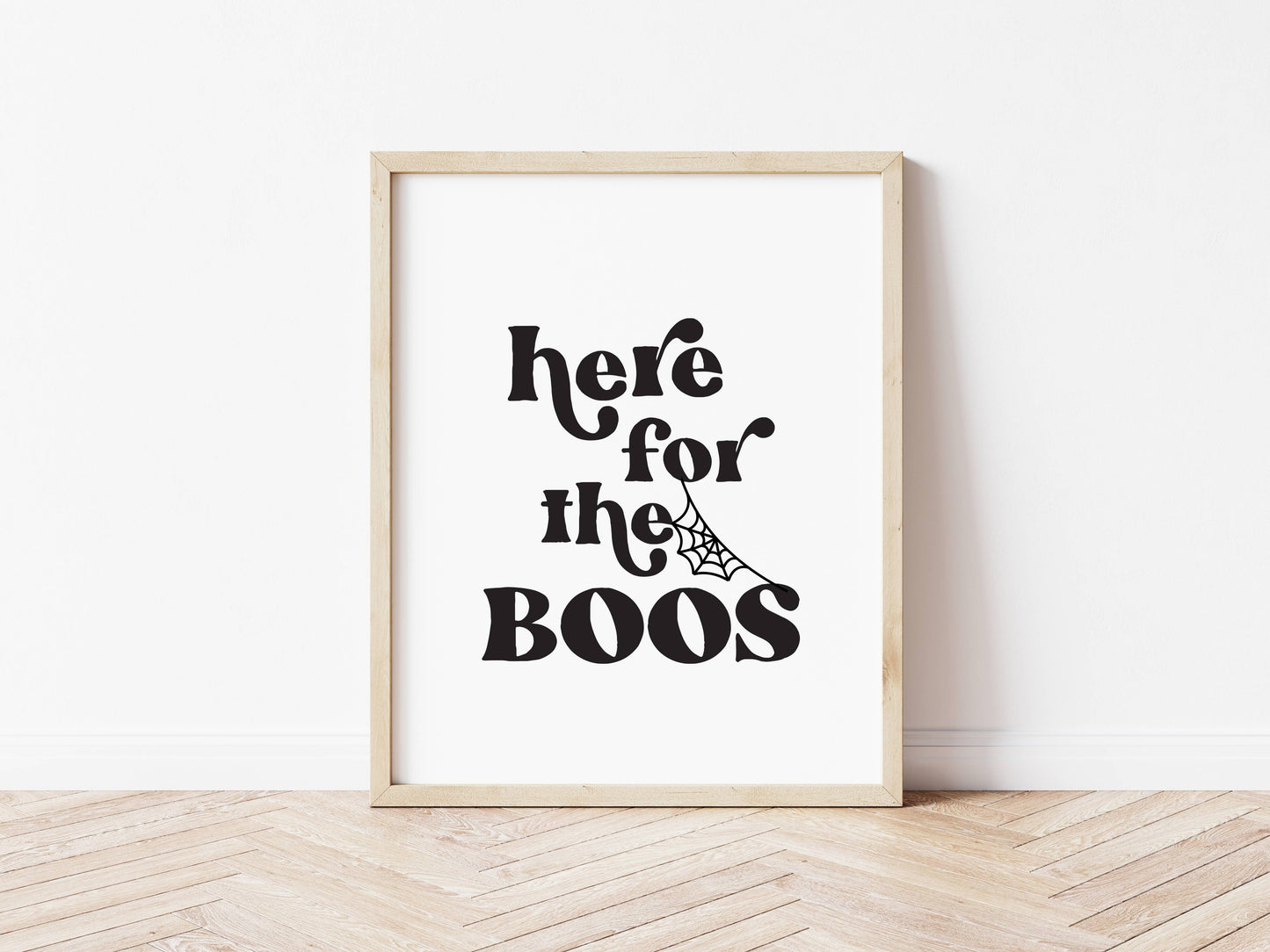 Here For The Boos Typography Halloween Art Print Poster Sign