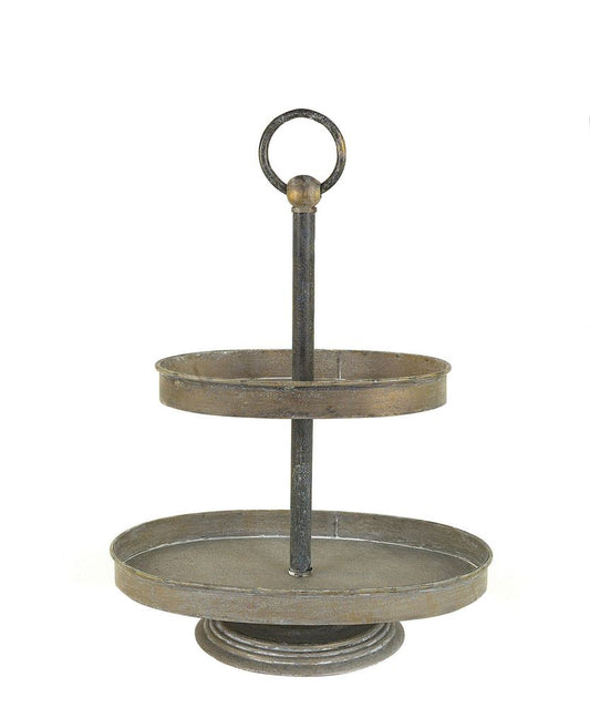Brass Metal 2-Tiered Tray The Feathered Farmhouse