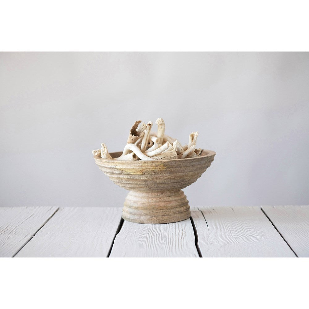 Wood Ridged Footed Bowl, The Feathered Farmhouse
