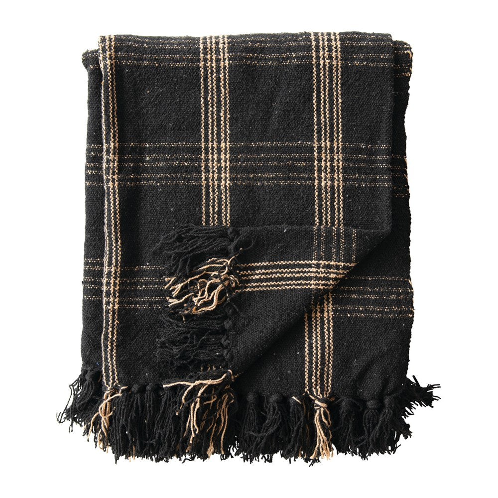Black + Tan Plaid Throw