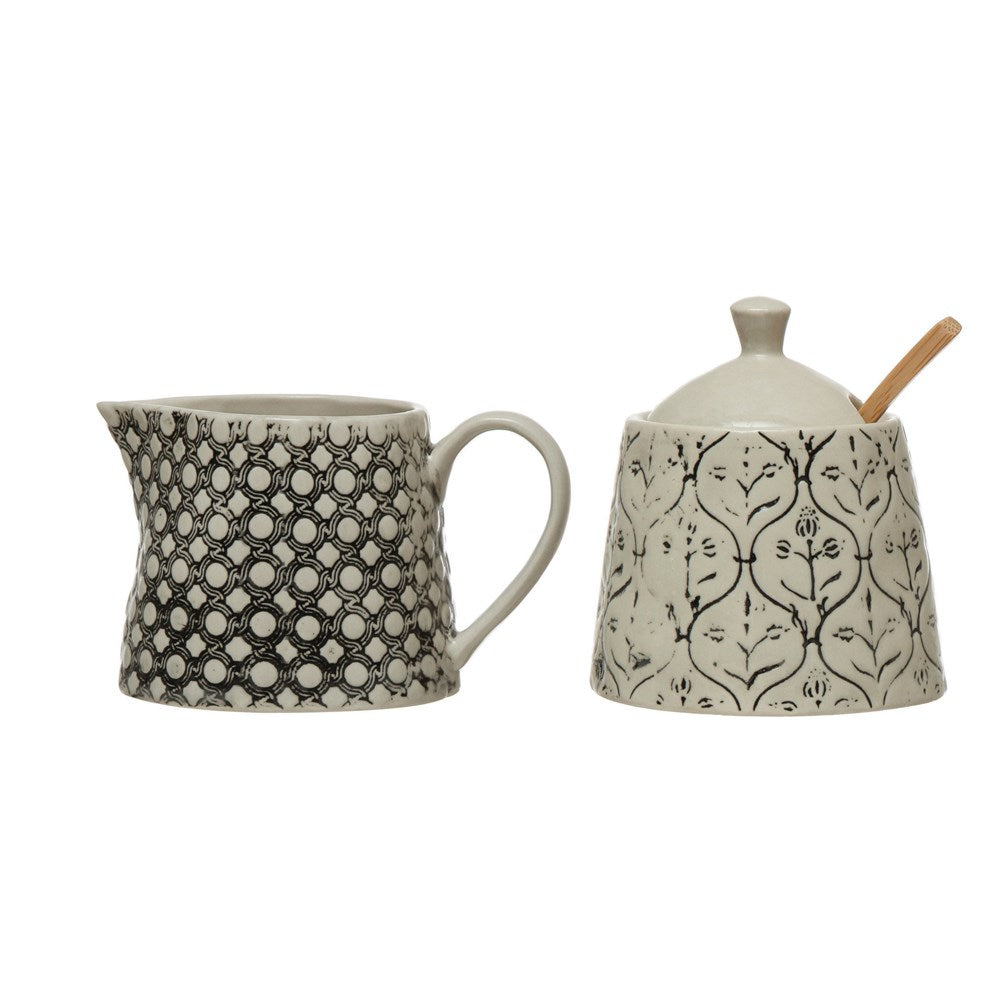 Stoneware Creamer + Sugar Jar, The Feathered Farmhouse