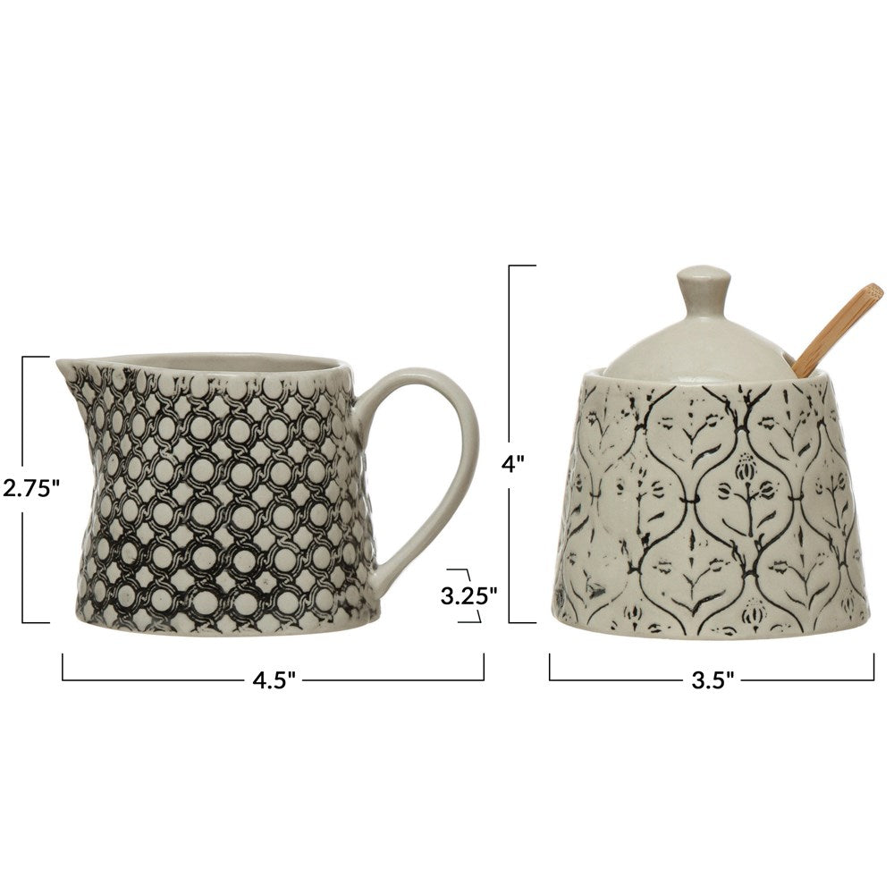 Stoneware Creamer + Sugar Jar, The Feathered Farmhouse