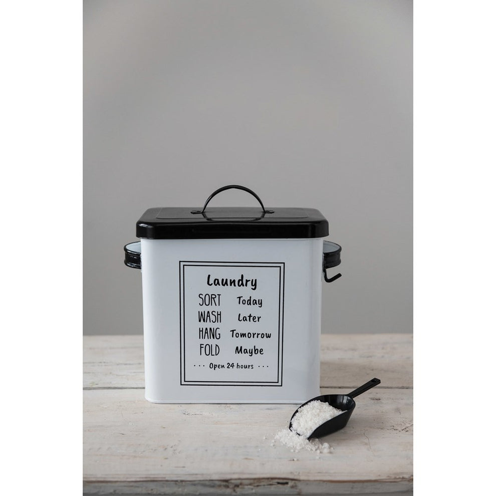 Metal Laundry Soap Container, The Feathered Farmhouse The Feathered