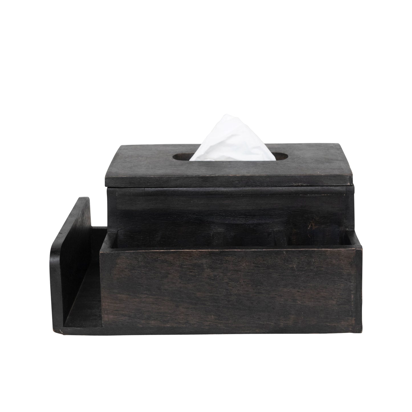 black mango wood tissue box holder, feathered farmhouse