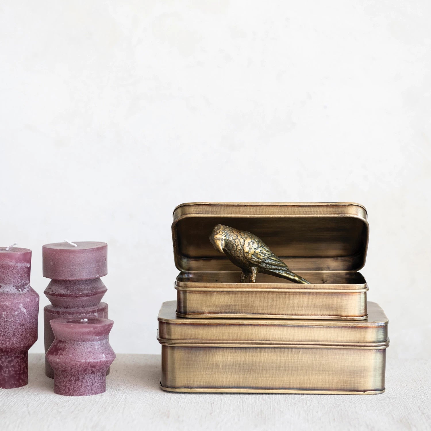 Antique Metal Boxes, The Feathered Farmhouse