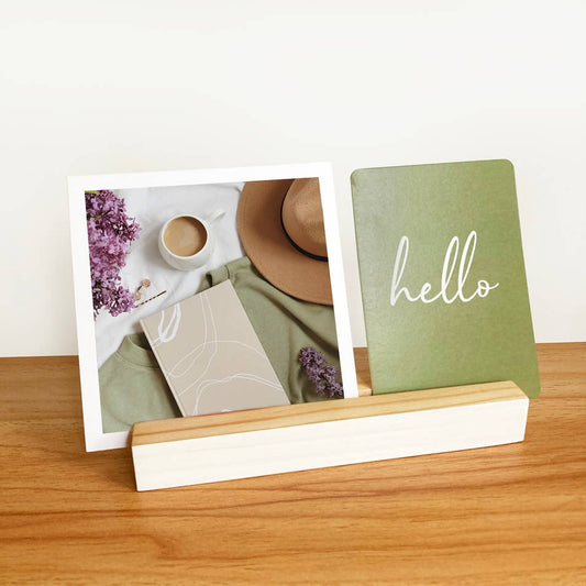 White Bar Photo Holder Stand, Wooden Picture Card Holder