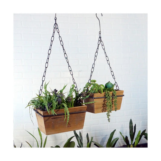 Metal + Wood Hanging Planter, The Feathered Farmhouse
