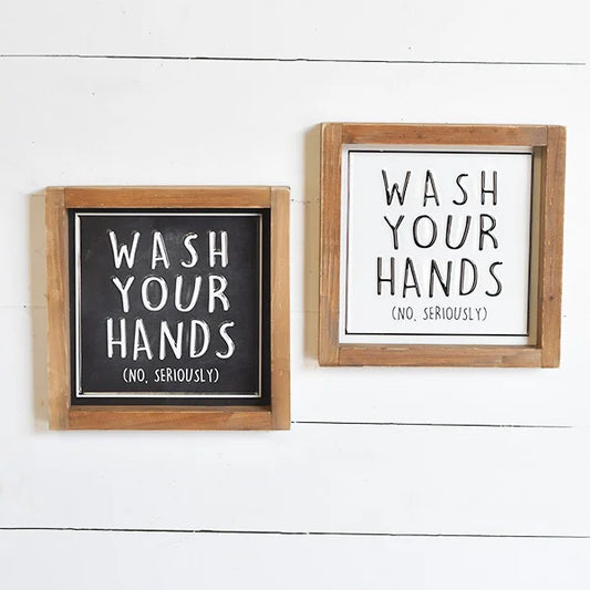 Wash Hands Sign, Feathered Farmhouse