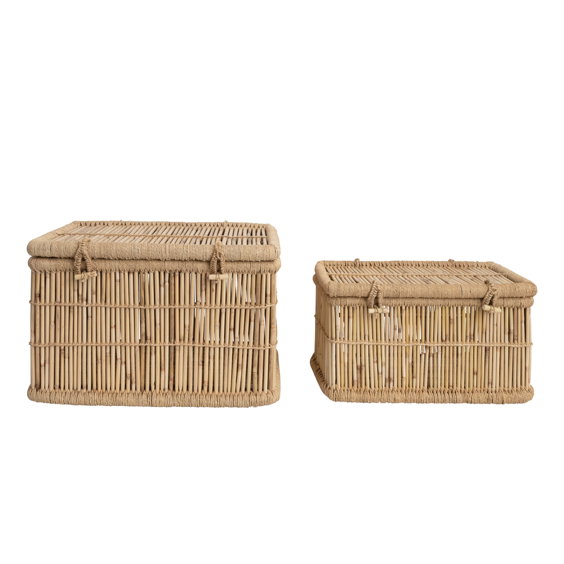 bamboo & jute boxes, feathered farmhouse 