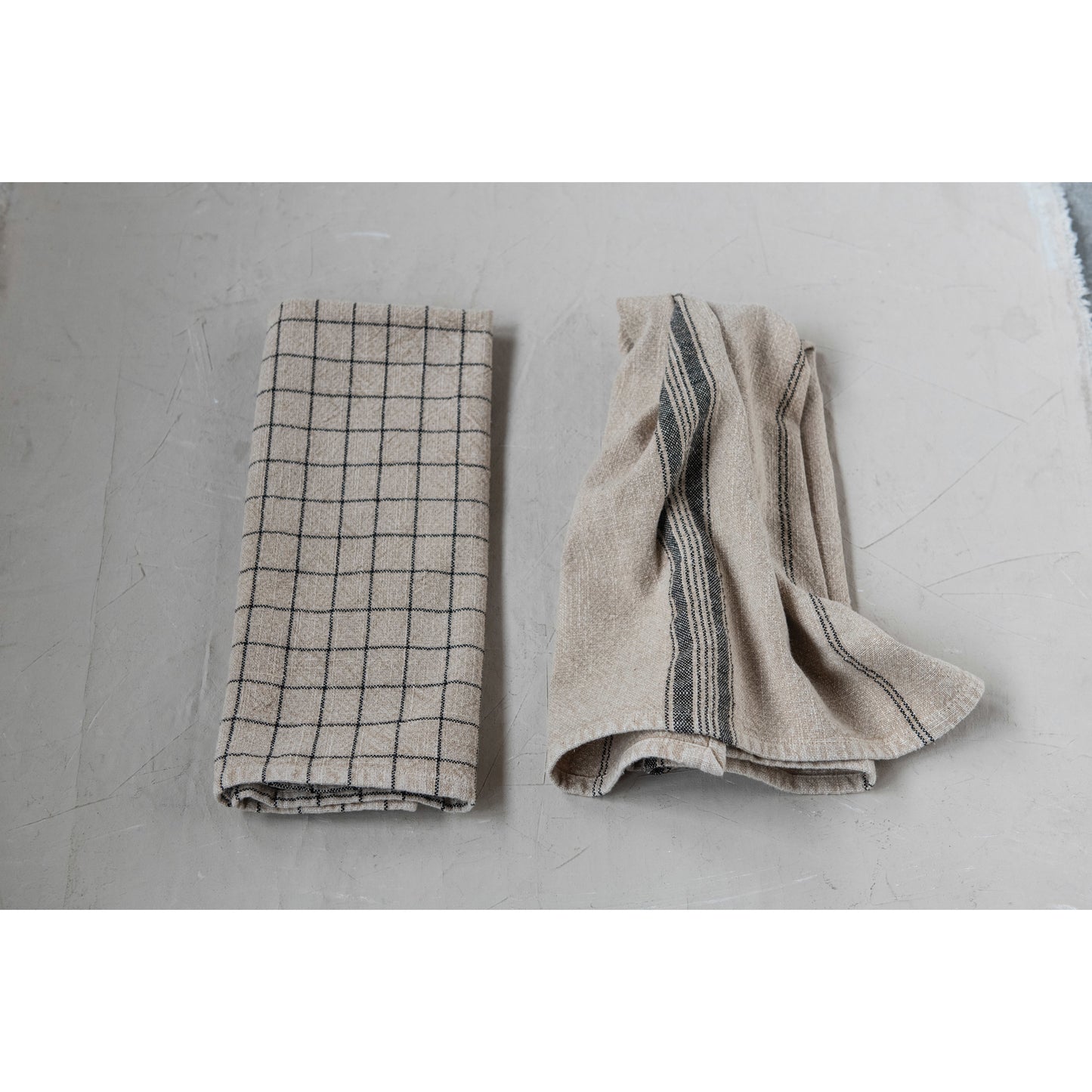 Tan Woven Cotton Blend Tea Towel Set