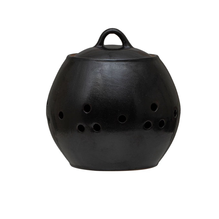 Black Stoneware Jar with Lid