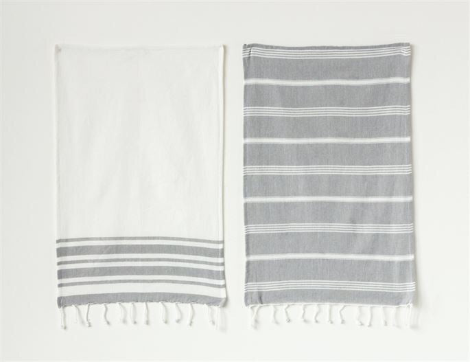 Grey and White Striped Dish Towel