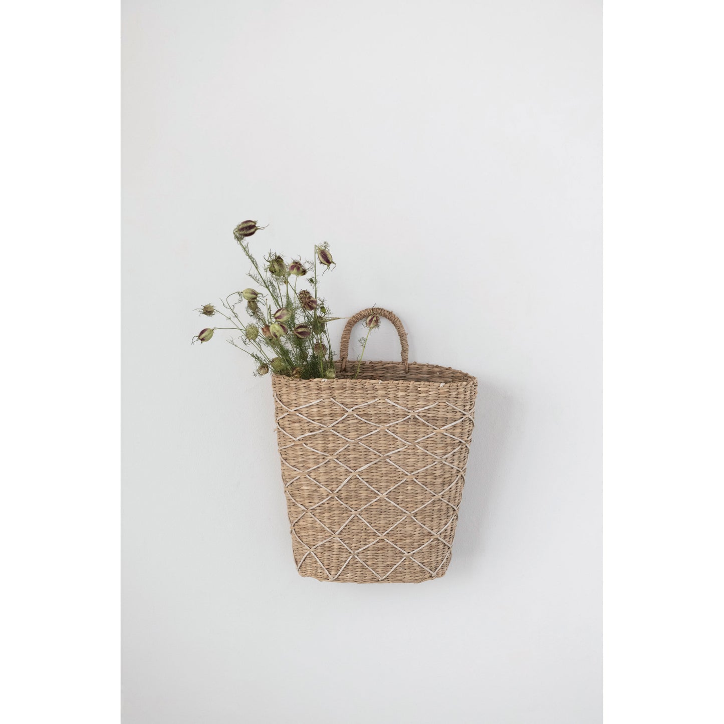 White Accent Seagrass Wall Basket