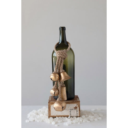 Metal Bells on Jute Hanger, Feathered Farmhouse