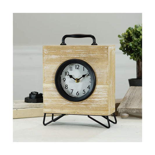Metal + Wood Table Clock