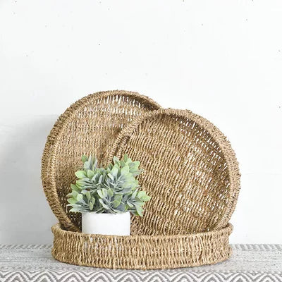 Natural Round Baskets, Feathered Farmhouse