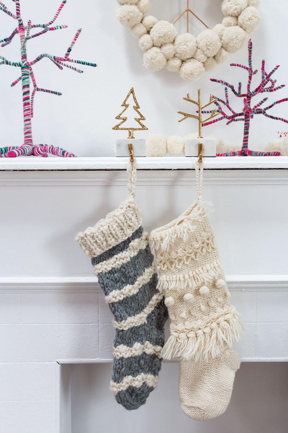 Tree Stocking Holder, Feathered Farmhouse