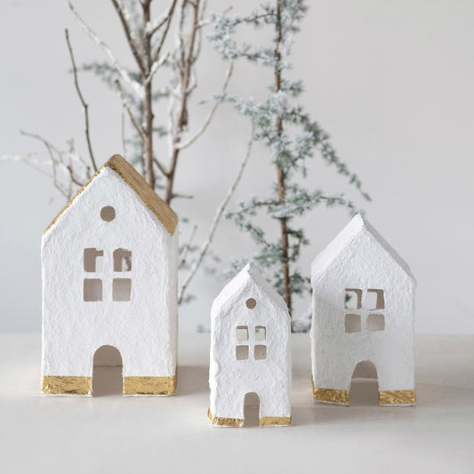 Handmade Paper Mache Houses, The Feathered Farmhouse